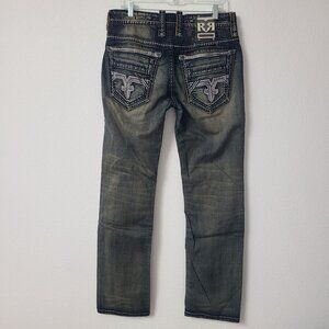 NEW Rock Revival Taffy Straight Distressed Denim Jeans Size 32x34